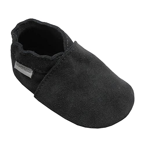 Bemesu Baby Krabbelschuhe Lauflernschuhe Lederpuschen Kinder Hausschuhe aus weichem Leder Einfarbig Schlammfarbe (M, 6-12 M, EU 20-21) von Bemesu