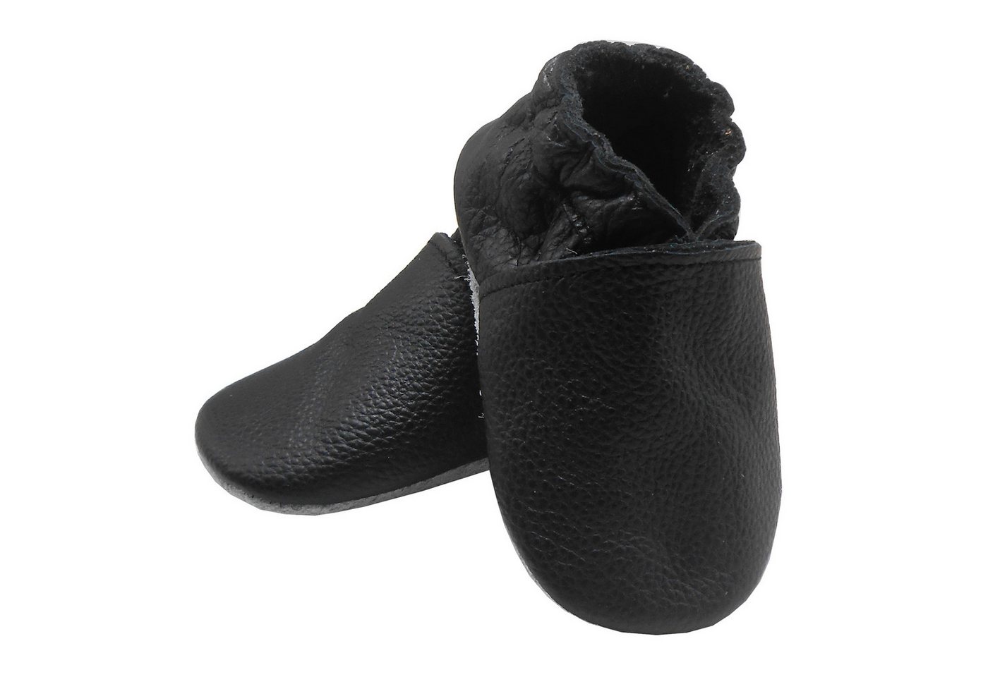 Bemesu Baby Krabbelschuhe Weiche Leder Lauflernschuh Lederpuschen schwarz Walkingschuh (weiche, leichte, flexible, rutschfest) 100% echtes Leder Babyschuhe von Bemesu