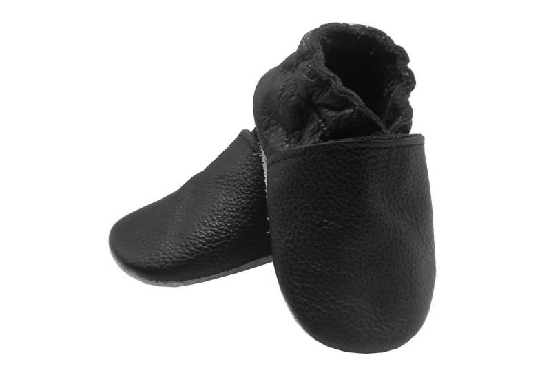 Bemesu Baby Krabbelschuhe Weiche Leder Lauflernschuh Lederpuschen schwarz Walkingschuh (weiche, leichte, flexible, rutschfest) 100% echtes Leder Babyschuhe von Bemesu