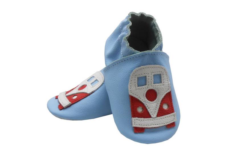 Bemesu Weiche Leder Krabbelschuhe Baby Lauflernschuh Lederpuschen Blau Barfußschuh 100 % echtes Leder von Bemesu