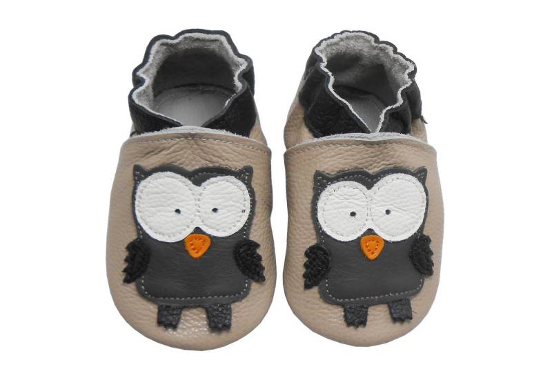 Bemesu Weiche Leder Krabbelschuhe Baby Lauflernschuh Lederpuschen Eule Barfußschuh Rutschfest und atmungsaktiv von Bemesu