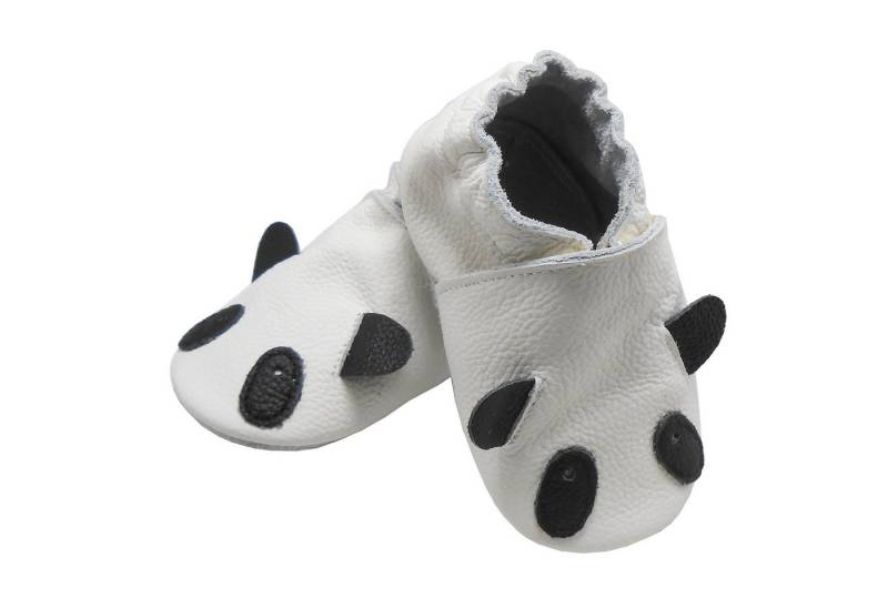 Bemesu Weiche Leder Krabbelschuhe Baby Lauflernschuh Lederpuschen Weiß Barfußschuh Rutschfest und atmungsaktiv von Bemesu