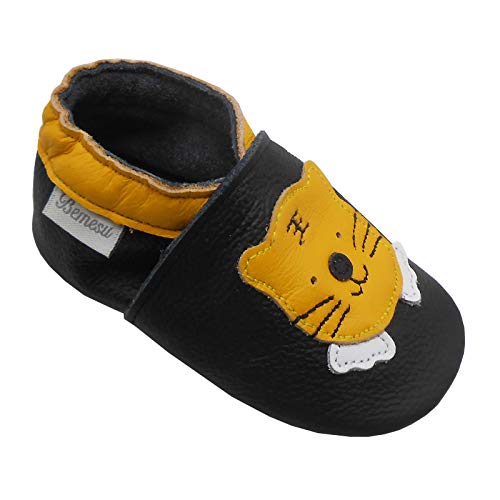 Bemesu Weiche Sohle Leder Babyschuhe Lauflernschuhe Krabbelschuhe Kleinkind Kinderschuhe Hausschuhe Schwarz Tiger (L, 12-18 M, EU 21-22) von Bemesu