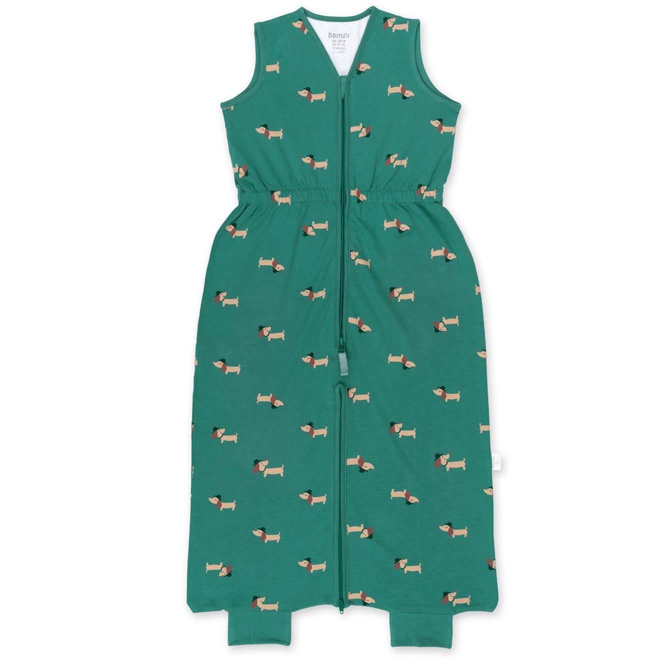 Schlafsack 24-36 Monate trennbare Beine Winter  -  TOG 0.5 Jersey print wouff spinach von Bemini