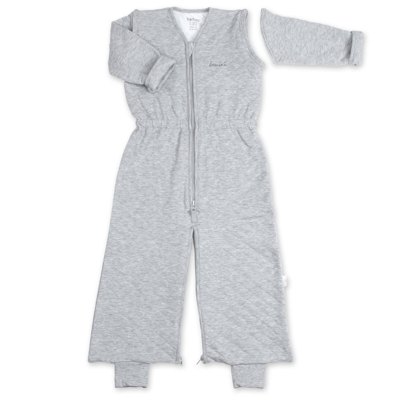 Schlafsack 24-36 Monate trennbaren Beinen - Zwischensaison  - TOG 1.5 Pady quilted jersey mix grey von Bemini