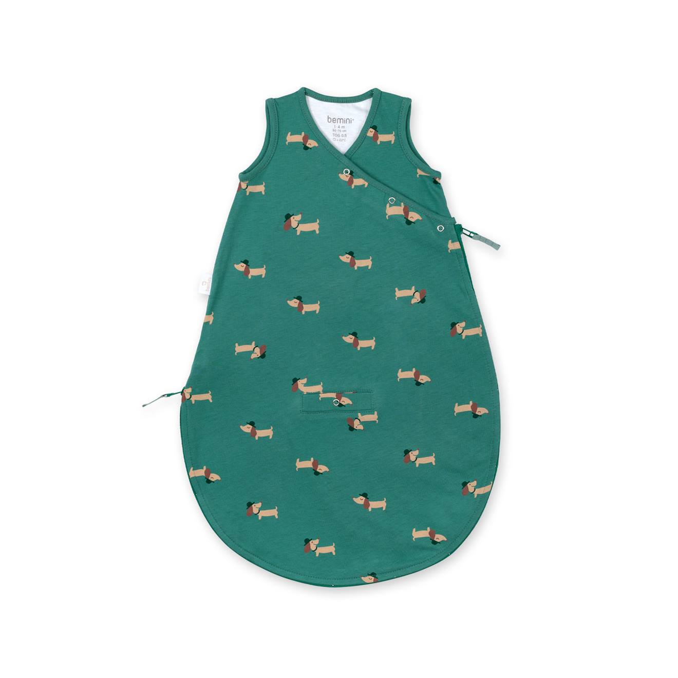 Schlafsack ärmelloser été  -  TOG 0.5 Jersey print wouff spinach von Bemini