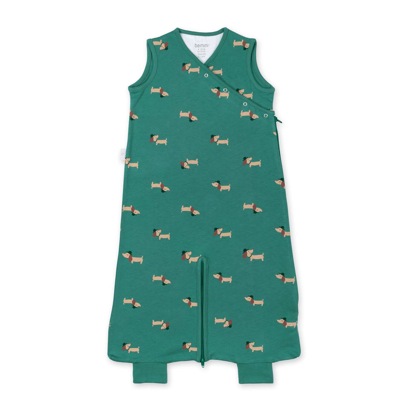 Schlafsacke ärmelloser Winter  -  TOG 0.5 Jersey print wouff spinach von Bemini