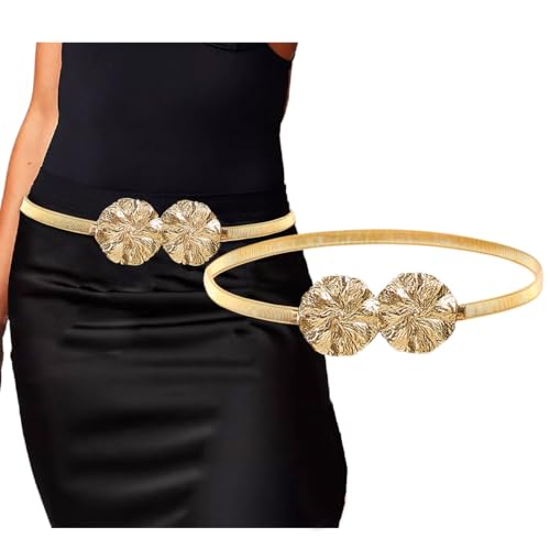 Bemous Goldener dünner Taillengürtel, elastischer Metallgürtel für Damen, schmaler Kettengürtel für Kleid von Bemous