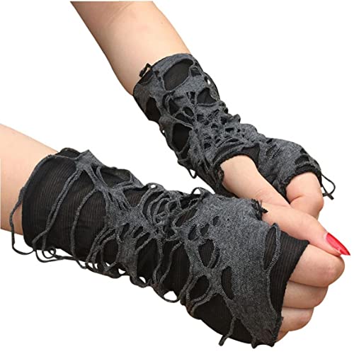 Bemvp 1 Paar Punk Schwarz Gebrochener Schlitz Gothic Unisex Handschuh Fingerlose Manschette Sportloch Mittenkühlen Frauen Männer Aushöhlen Felsenhandschuhe von Bemvp