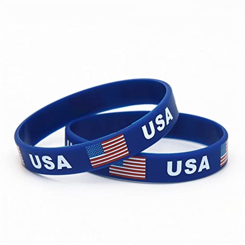 Bemvp Usa-flaggen-silikon-armband, 2 Stück, Patriotische Amerikanische Silikon-armbänder, Gummi-stretch-armbänder Für Den Unabhängigkeitstag von Bemvp