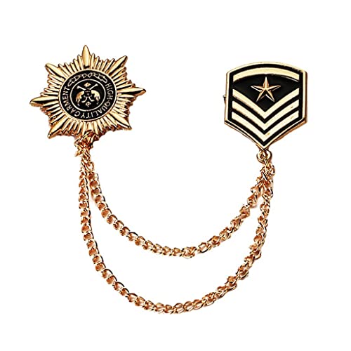 Retro Anis Star Shield Army Medal Vintage Gold Quaste Kette Brosche Stifte Ornamente Für Kragen Handtaschen Kleidung Anzüge von Bemvp