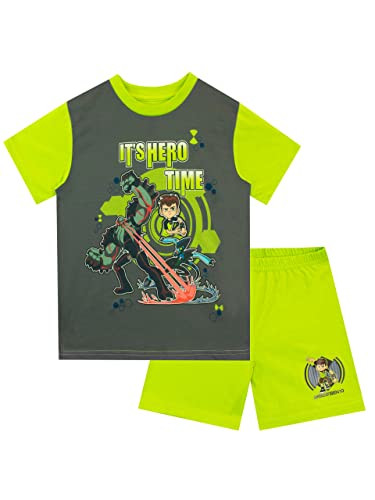 Ben 10 100% Polyester Pyjama Kurzarm-Tshrit-Set mit dem Slogan "HERO TIME" für Jungen 6-7 Jahre Grün von Ben 10