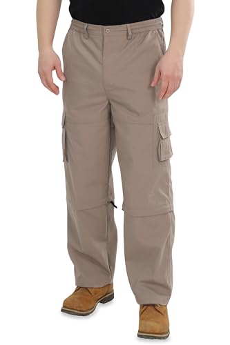 Ben Creek - Herren Cargohose - Lange Zip Off Outdoorhose Für Trekking und Alltag - unifarbene Arbeitshose mit Multitaschen - Kurze 3/4 Zip Capri QDA13Z (Fango XXL) von Ben Creek