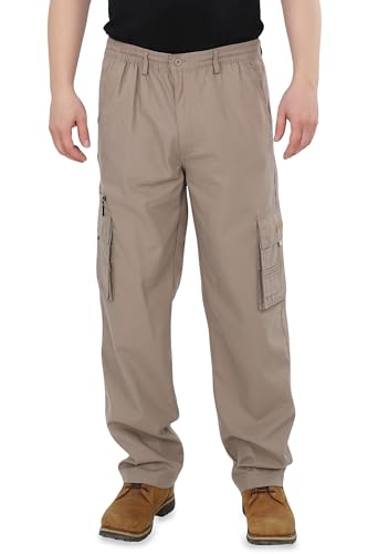 Ben Creek - Herren Cargohose - Outdoorhose aus Baumwolle - Lange Freizeithose mit Multitaschen - unifarbene Basic Utility Hose QDA13 (Fango L) von Ben Creek