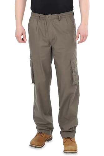 Ben Creek - Herren Cargohose - Outdoorhose aus Baumwolle - Lange Freizeithose mit Multitaschen - unifarbene Basic Utility Hose QDA13 (Oliv L) von Ben Creek