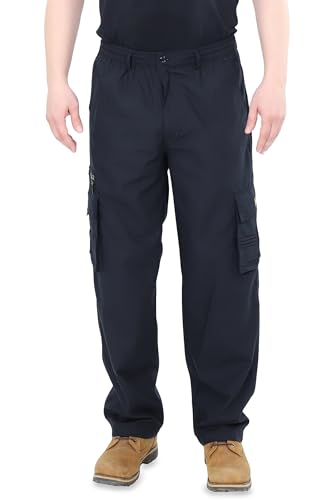 Ben Creek - Herren Cargohose - Outdoorhose aus Baumwolle - Lange Freizeithose mit Multitaschen - unifarbene Basic Utility Hose QDA13 (schwarz M) von Ben Creek
