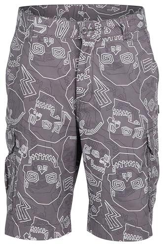 Herren Freizeithose - Bermuda Short mit Toptenkopf Print für Urlaub & Alltag - Bequeme Kurze Trekkinghose - Cargoshort mit Multitaschen TK15 - (Grau, XXL) von Ben Creek