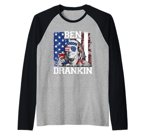 Lustige Ben Drankin 4. Juli USA-Flagge Männer Trinken Bier Raglan Lustige Ben Drankin 4. Juli USA-Flagge Männer Trinken Bier Raglan von Ben Drankin Funny Patriotic 4th of July