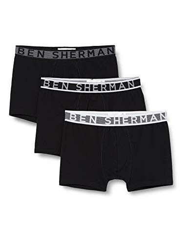 Ben Sherman Herren Bray Boxershorts 3er Pack, Schwarz, Größe S von Ben Sherman