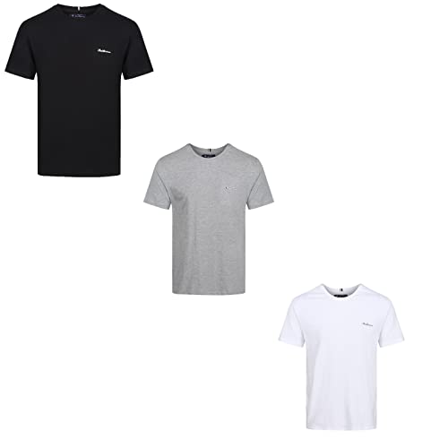 Ben Sherman Underwear Men's Mens Ben Sherman Short Sleeved Crew Neck Tshirt with Signature Chest Branding in Grey/Black/White 100% Cotton T-Shirt, Grau Meliert, Schwarz, Weiß, S Kurz (3er Pack) von Ben Sherman