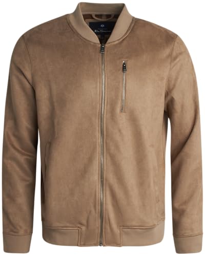 Ben Sherman Bomberjacke - Gemütliche Herren-Jacke aus Wildlederimitat Mit Durchgehendem Reißverschluss - Lässige Wildlederjacke (Größe S-XL), Khaki, Small von Ben Sherman