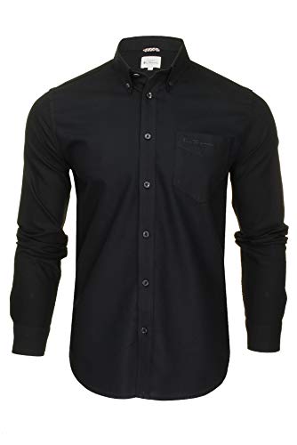 Ben Sherman Herren Freizeithemden Button-Down-Kragen Langarm (Black (Embroidered Pocket Logo)) XXL von Ben Sherman