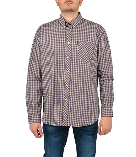 Ben Sherman Herren Freizeithemden 'Mini Mod Check' Kariert Button-Down-Kragen Langarm (Port) M von Ben Sherman