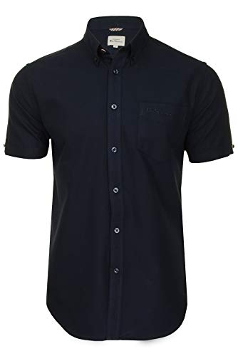 Ben Sherman Herrenhemd mit Button-Down-Kragen, Oxford-Gewebe, kurzärmlig (Dark Navy (Embroidered Pocket Logo)) S von Ben Sherman