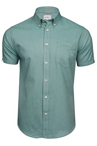 Ben Sherman Herren Freizeithemden Unifarben Polokragen Kurzarm (Jade (Embroidered Pocket Logo)) S von Ben Sherman