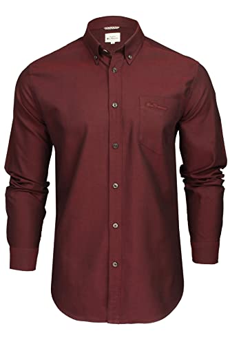 Ben Sherman Herren Freizeithemden Unifarben Polokragen Langarm (Wine (Embroidered Pocket Logo)) L von Ben Sherman