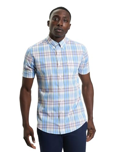 Ben Sherman Herren Hemd Unregelmäßiges Karo Kurzarm Button-Down-Kragen Mod Fit, Gletscher, XXL Ben Sherman Herren Hemd Unregelmäßiges Karo Kurzarm Button-Down-Kragen Mod Fit, Gletscher, XXL von Ben Sherman