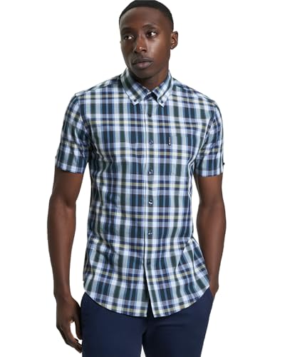 Ben Sherman Herren Hemd Unregelmäßiges Karo Kurzarm Button-Down-Kragen Mod Fit, dunkelgrün, L Ben Sherman Herren Hemd Unregelmäßiges Karo Kurzarm Button-Down-Kragen Mod Fit, dunkelgrün, L von Ben Sherman