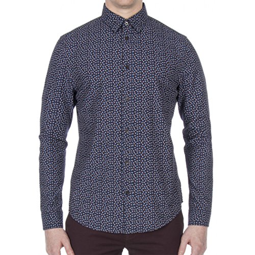 Ben Sherman Herren LS Micro Twill Floral Freizeithemd, Blau (Navy Blazer 25), Small von Ben Sherman