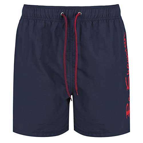 Ben Sherman Herren Mens Swim Shorts in Navy Medium Length Badehose, Marineblau/rot, L/XL von Ben Sherman