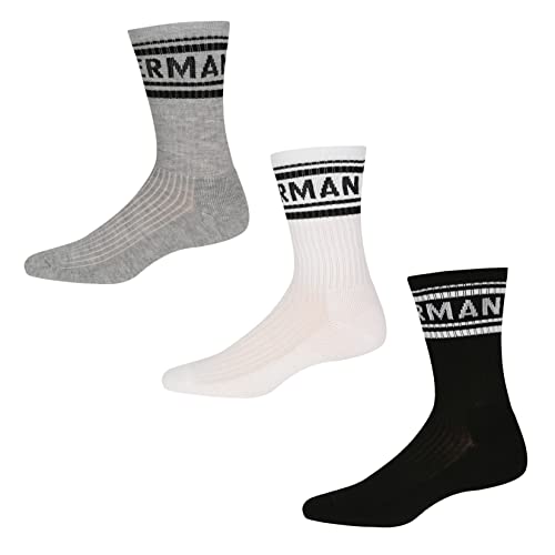 Ben Sherman Herren Mens Thick Crew Sport Socks in Multi with Colour Print Authentic Branding - Multipack of 3, Size 7/11 SPORTSOCKEN, BLACK/WHITE/GREY, von Ben Sherman