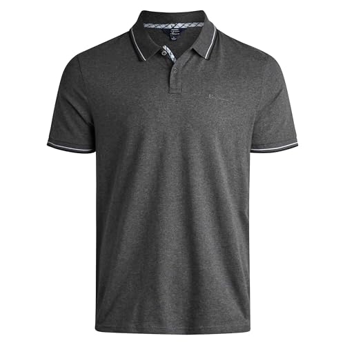 Ben Sherman Herren-Poloshirt – reguläre Passform, 2 Knöpfe, kurze Ärmel – lässiges Stretch-Poloshirt für Männer (S–XL), Dunkelgrau meliert, Mittel von Ben Sherman