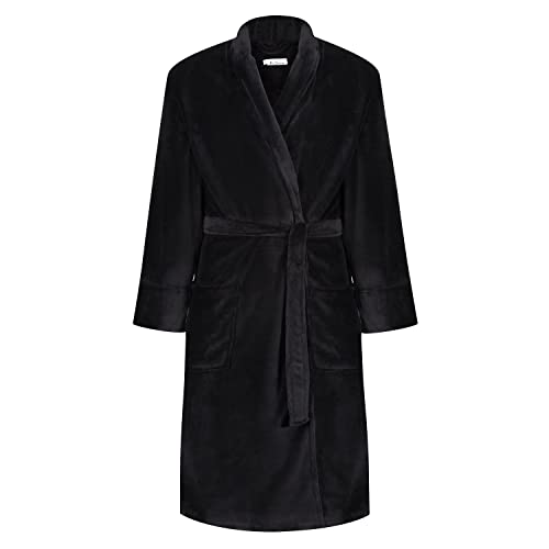 Ben Sherman Underwear Men's Ben Sherman Black, Super Soft & Comfortable Dressing Gown with Tie Waist Mens Fleece Bath Robe, Schwarz, M von Ben Sherman