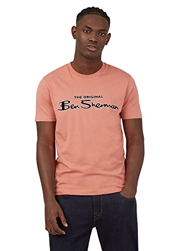 Ben Sherman Herren-T-Shirt mit Rundhalsausschnitt, kurzärmelig, dunkelrosa, XL von Ben Sherman