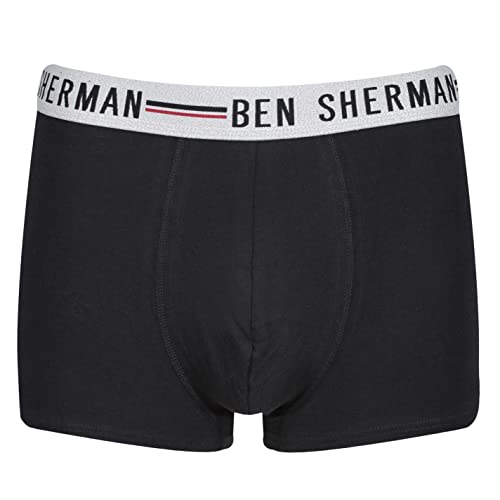 Ben Sherman Herren U5_1396_BS_L Roman Schwarz/Weiß/Grau Boxershorts, weiche Baumwolle mit elastischem Bund | Bequeme und atmungsaktive Unterwäsche – 3er-Pack, White Grey Marl Black, L von Ben Sherman