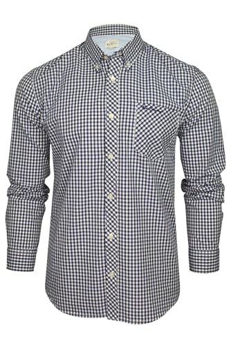 Ben Sherman Herrenhemd mit Button-Down-Kragen, kariert, langärmlig (Gingham Check - Dark Blue) L von Ben Sherman