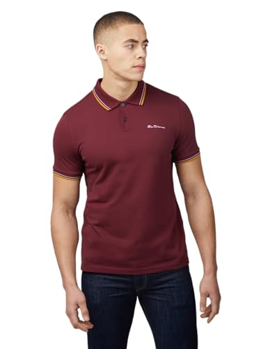 Ben Sherman Kurzarm-Poloshirt für Herren, Port, L von Ben Sherman