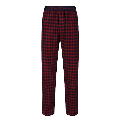 Ben Sherman Mens Lounge Pants in Red Check | Lightweight with Elastic Branded Waistband & Side Seam Pockets - 100% Cotton von Ben Sherman