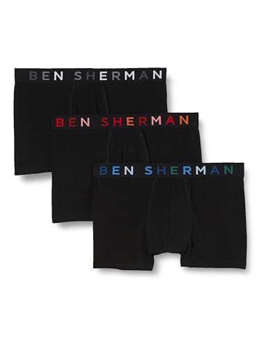 Herren Ben Sherman Boxershorts in Schwarz | Trunks aus weicher Baumwolle mit Mikrofaser-Elastikbund | Bequeme und atmungsaktive Unterwäsche - Dreierpack von Ben Sherman