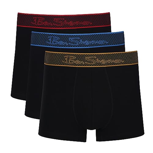 Herren Ben Sherman Boxershorts in Schwarz | Trunks aus weicher Baumwolle mit Mikrofaser-Elastikbund | Bequeme und atmungsaktive Unterwäsche - Dreierpack von Ben Sherman