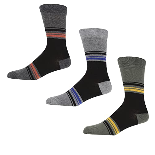 Herren Ben Sherman Premium Luxus Bambusviskose Crew-Socken in Schwarz/Grün/Orange, bequeme antibakterielle Feuchtigkeitsableitende Dresssocken für legere Anlässe - Größe 7-11, Packung mit 3 Paaren von Ben Sherman