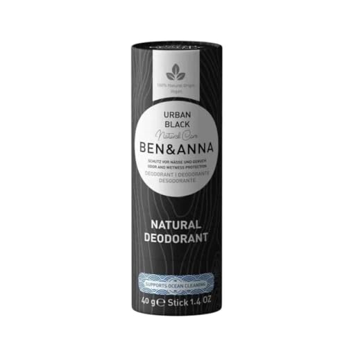 BEN & ANNA URBAN BLACK - Natürliches Deo-Stick für Herren und Damen | Vegan & Naturkosmetik | Nachhaltig in Papertube | Gegen starkes Schwitzen | Aluminiumfrei (40 g (1er Pack)) von Ben & Anna