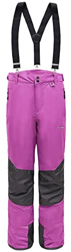 BenBoy Damen Skihose Schneehose Wasserdicht Warm Gefüttert Abnehmbaren Softshellhose Hosenträgerhose mit Verstellbarer Latzhose Outdoorhose Winddicht Snowboardhose Winter HXK7331W-Purple-S von BenBoy