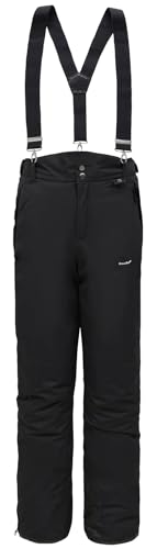 BenBoy Damen Skihose Schneehose Wasserdicht Warm Gefüttert Abnehmbaren Softshellhose Hosenträgerhose mit Verstellbarer Latzhose Outdoorhose Winddicht Snowboardhose Winter HXK7441W-Black1-XL von BenBoy