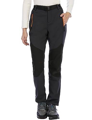BenBoy Damen Wanderhose Wasserdicht Skihose Softshellhose Winddicht Outdoorhose Winter Warm Gefüttert Trekkinghose Snowboardhose KZ3927W-Grey-M von BenBoy