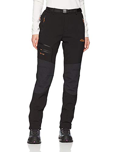 BenBoy Damen Wanderhose Wasserdicht Softshellhose Outdoorhose Winddicht Warm Gefüttert Winter Skihose Snowboardhose Trekkinghose,KZ1672W-Black-2XL von BenBoy